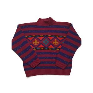 Vintage Spice Of Life Knit Sweater Womens M Design Stripped Pullover Sweatshirt